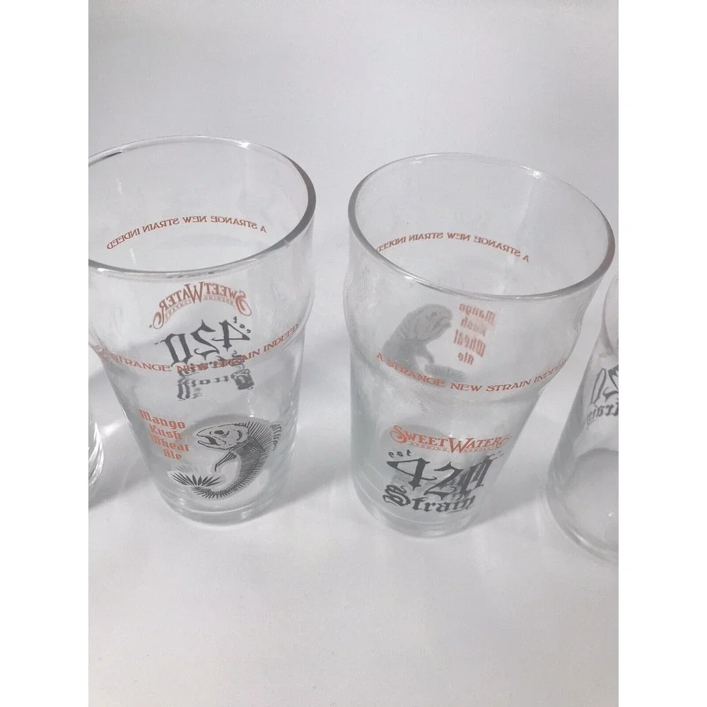 Sweet Water Brewing Company 420 Wheat Ale Pilsner Glasses  Kush 16‎ Oz Lot Of 6
